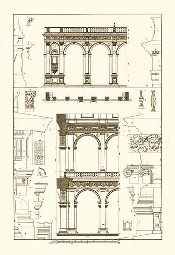 Porch of the Cathedral of Spoleto and Arcade from Palazzo Farnese - Paper Poster
