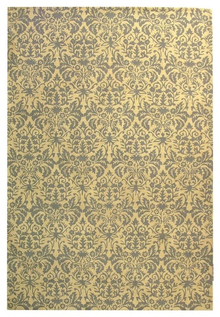 Rug in Beige Yellow with Grey, 4'6"x6'6"Oval.
