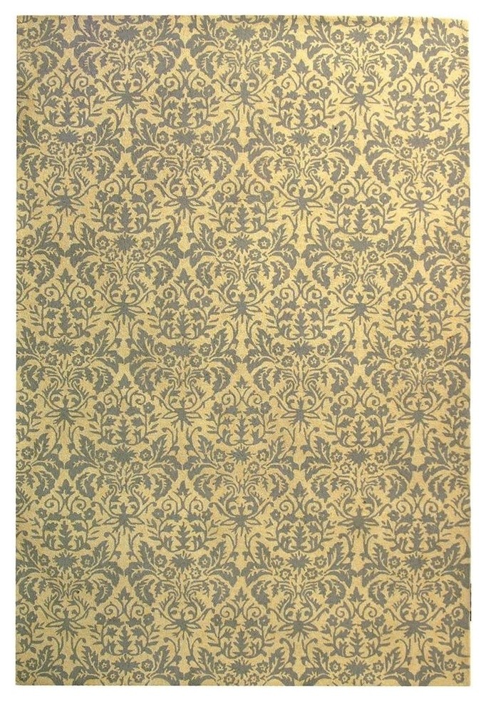 Rug in Beige Yellow with Grey, 4'6"x6'6"Oval.