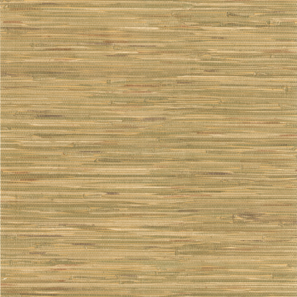 Cate Light Green Vinyl Grasscloth Wallpaper, Sample - Wallpaper - by