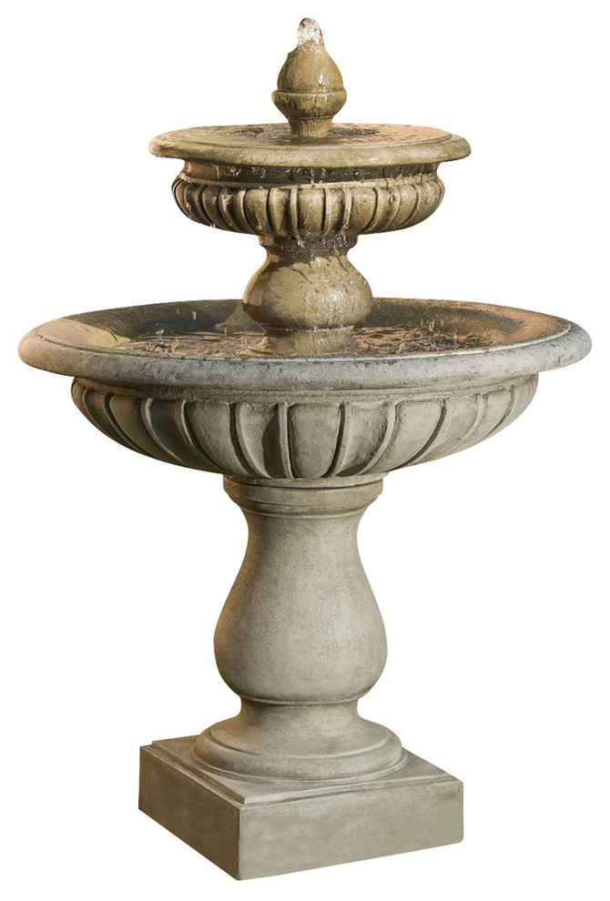 Longvue Outdoor Water Fountain, Aged Limestone