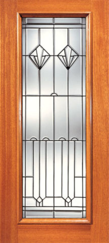 Full Lite Contemporary Art Deco Glass, Exterior Single Door
