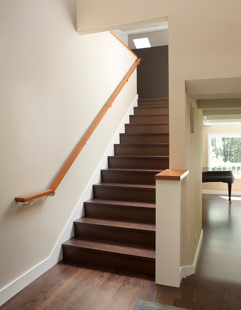 Design ideas for a mid-sized contemporary wood straight staircase in San Francisco with wood risers.