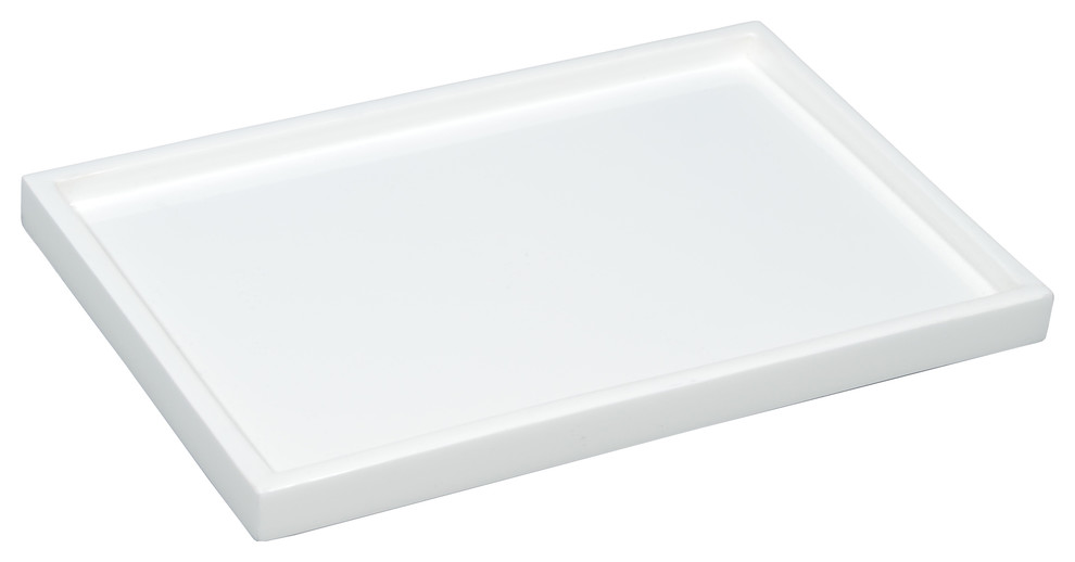 White Lacquer Vanity Tray Contemporary Bathroom Organizers by