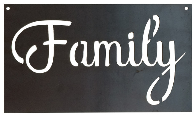 Rustic Metal Family Sign Metal Wall Decor Contemporary Novelty