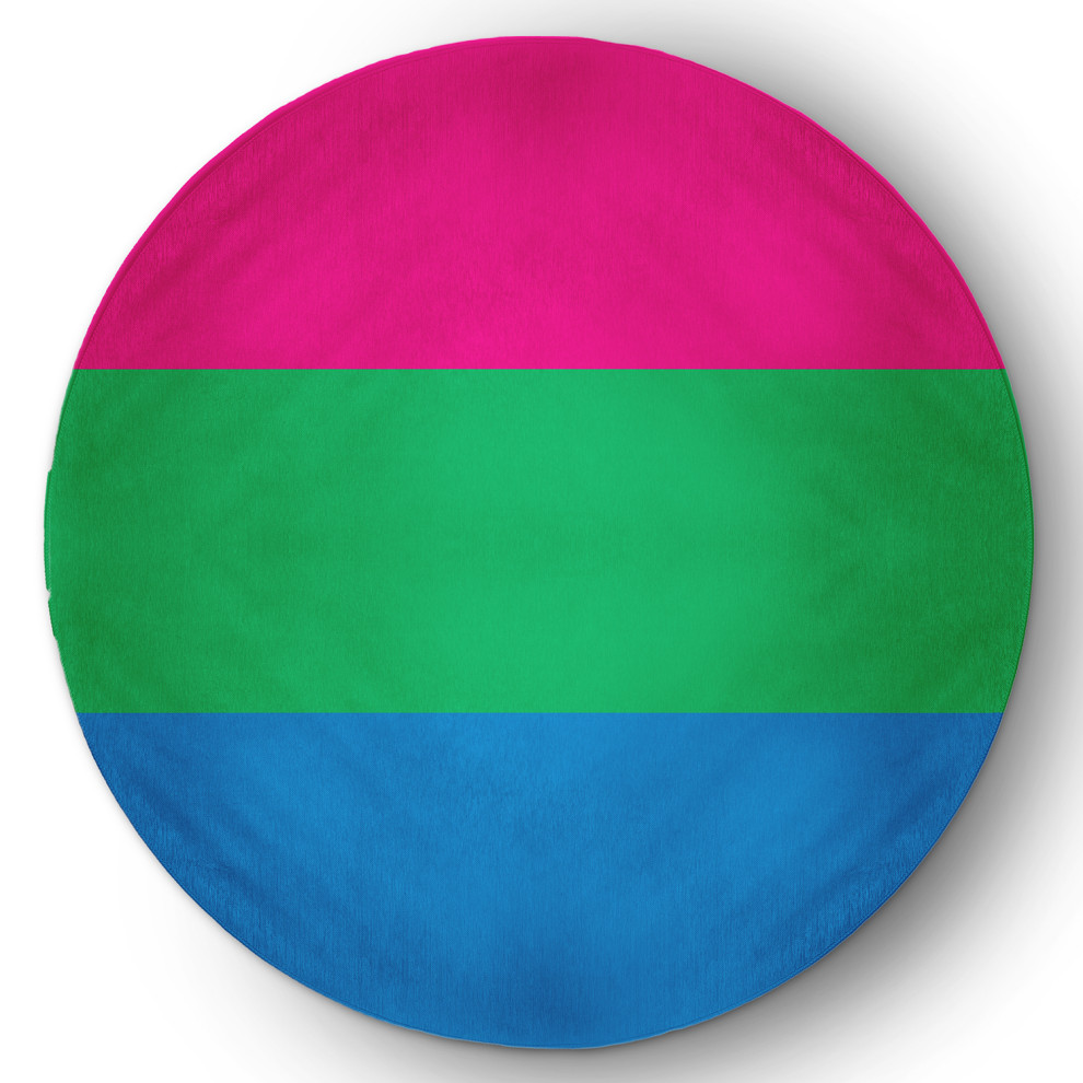 5' Round Pride Rug Pink, Green, Blue Chenille Indoor/Outdoor Rug