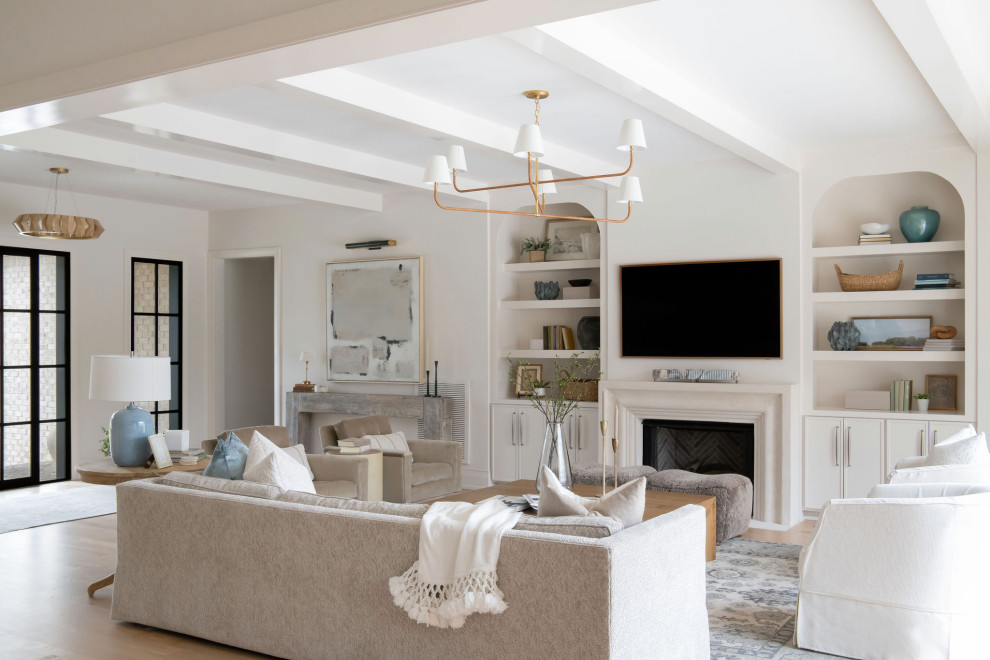 Living room - french country living room idea in Nashville