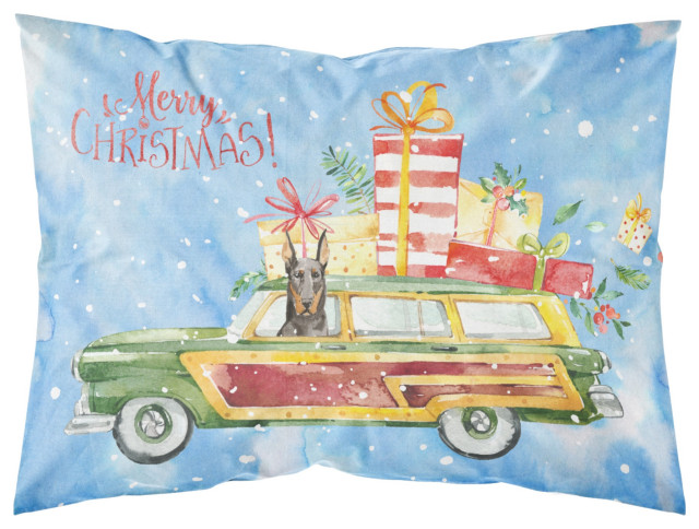 Merry Christmas Doberman Pinscher Fabric Standard Pillowcase