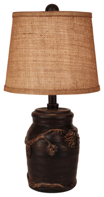 Burnt Sienna and Gold Mini Pinecone Table Lamp