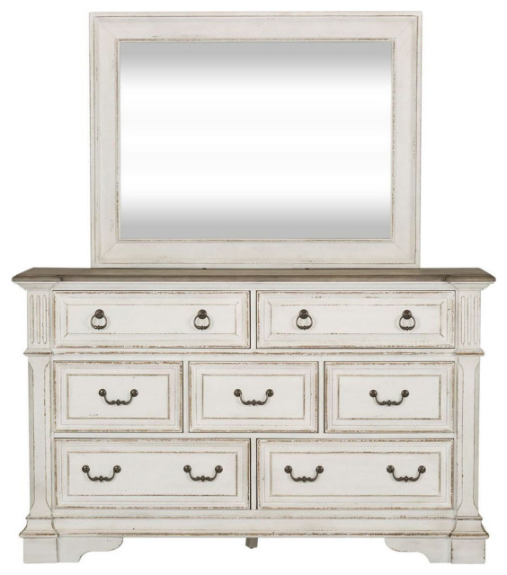 Liberty Furniture Abbey Park Dresser with Mirror in Antique White