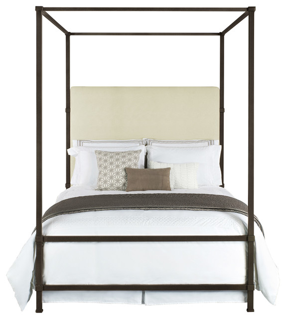 Quade Upholstered Iron Canopy Four Poster Bed Queen Quade Upholstered Iron Canopy Four Poster Bed Queen Beds By Kathy Kuo Home