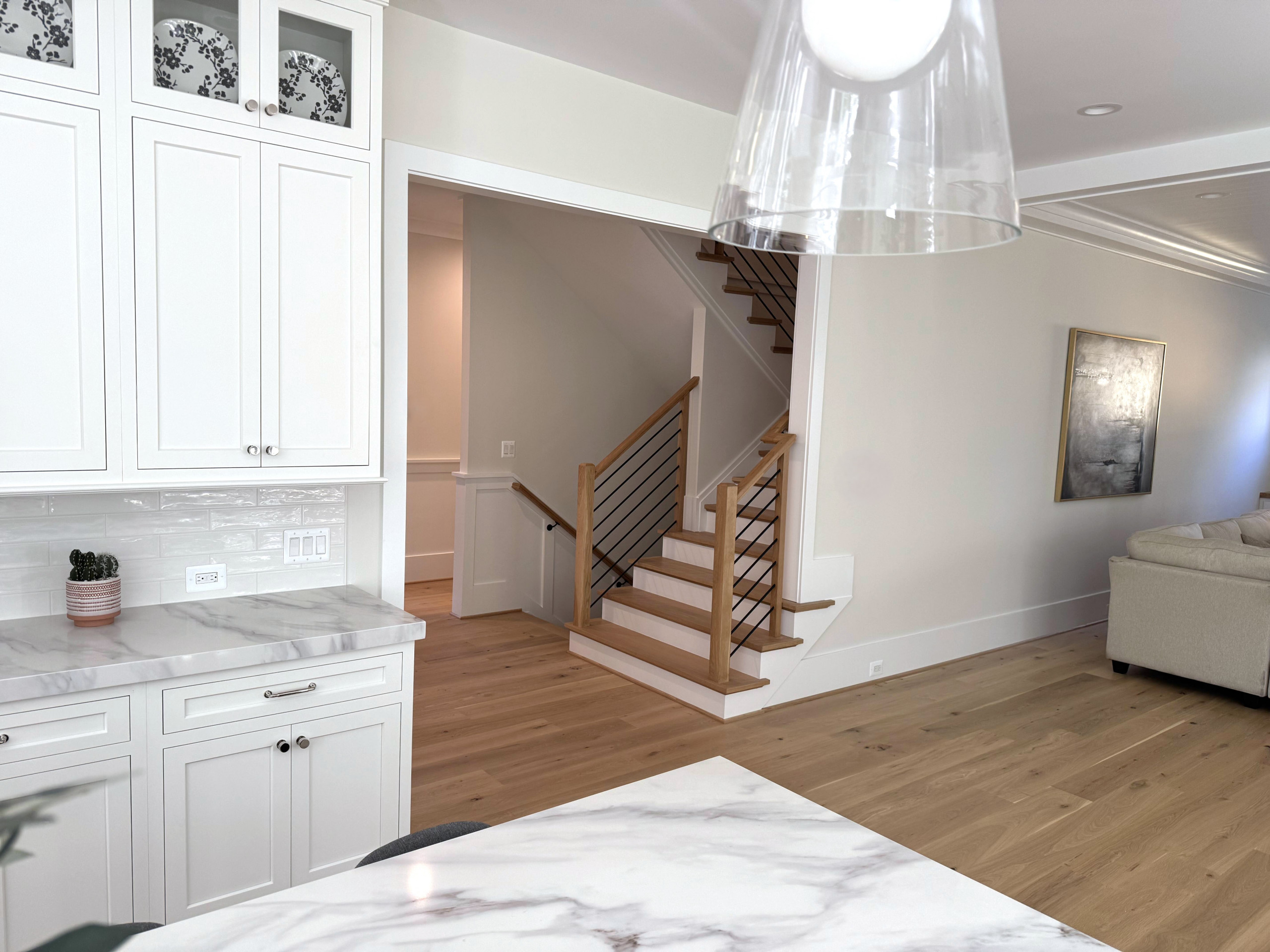 140_Modern White Oak Stair with Horizontal Bar Rail, Falls Church, VA 22043