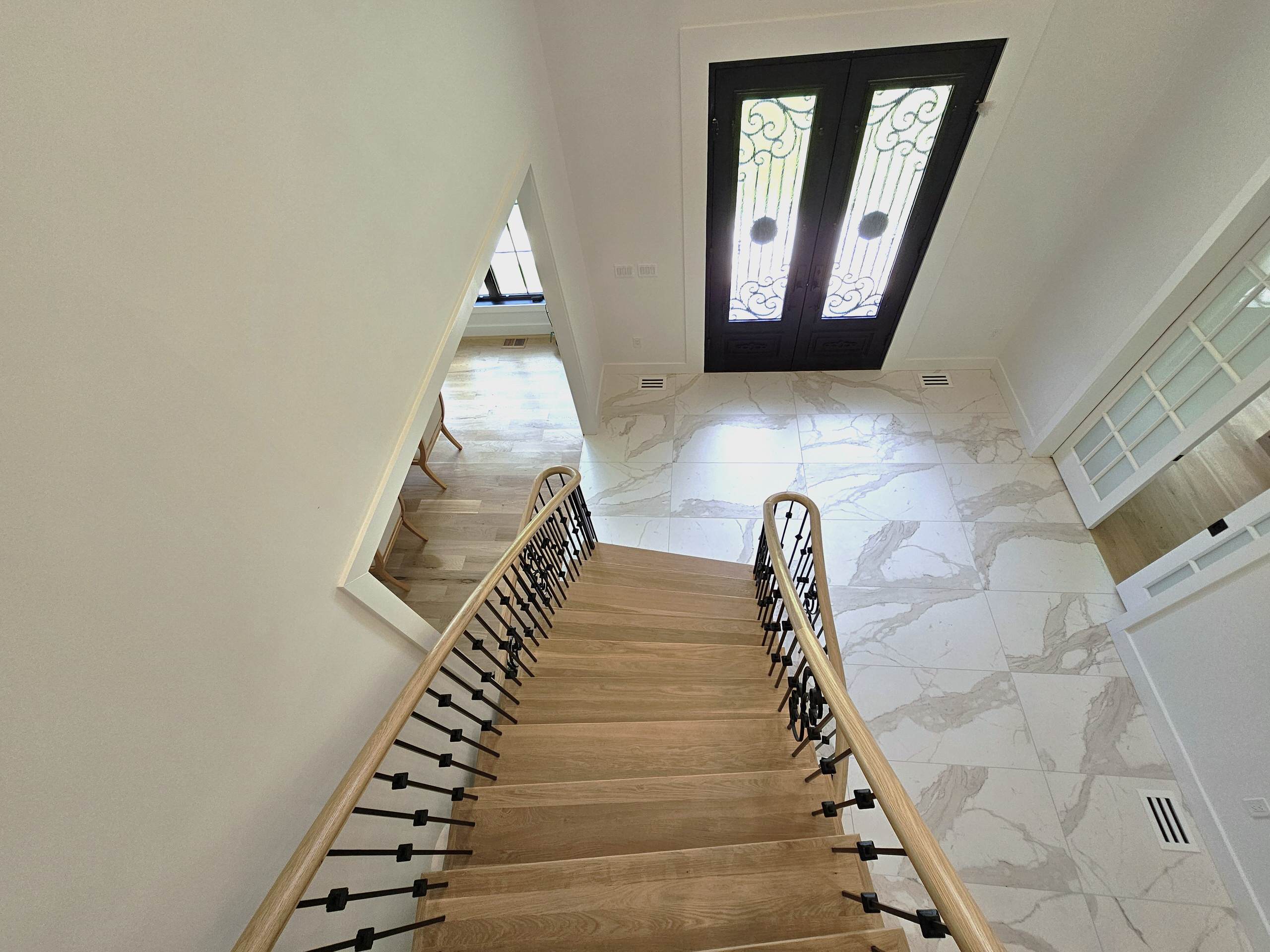 120_Luxurious White Oak Stair with Iron Balusters, Great Falls, 22066