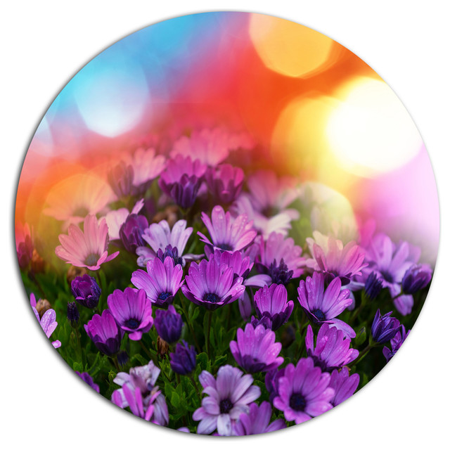 Beautiful Little Purple Flowers, Floral Round Wall Art, 11"