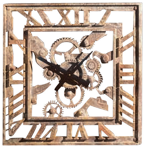Gear Wall Decor square gear wall clock - industrial - wall clocks -factory Gear Wall Decor square gear wall clock - industrial - wall clocks -factory