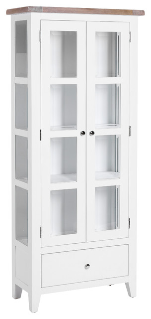 2-Door Glazed Display Cabinet, Pure White