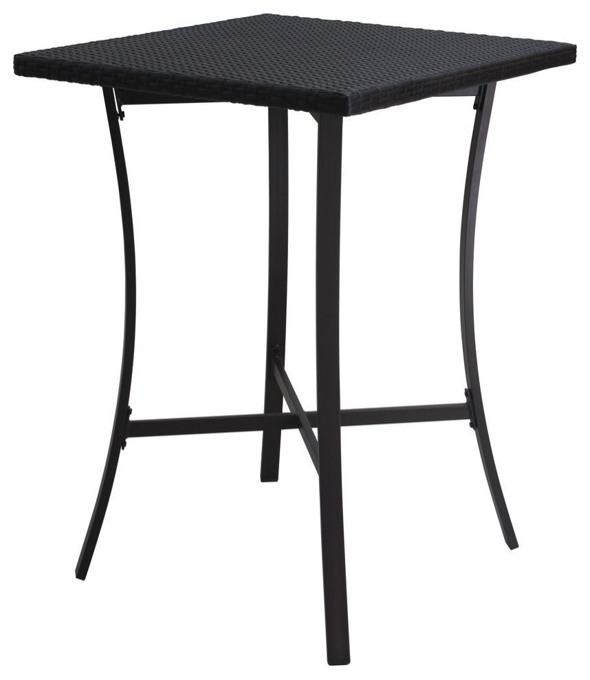 GDF Studio Cait Brown Outdoor Wicker Bar Table Tropical Outdoor Pub And Bistro Tables by