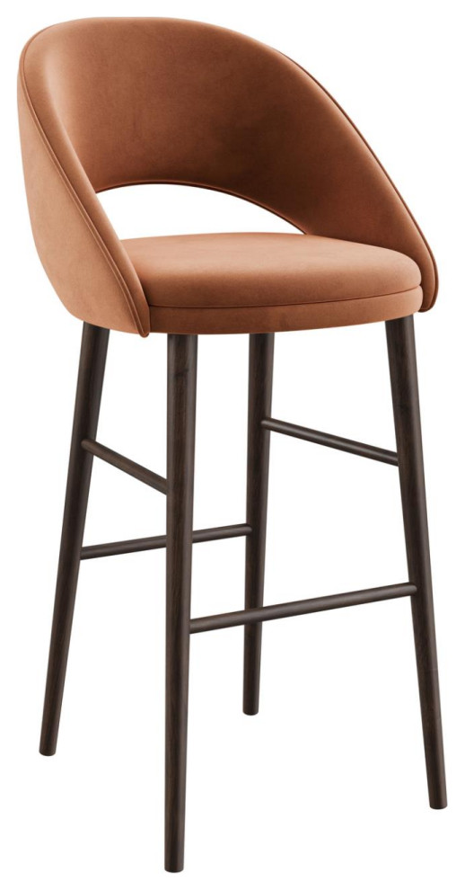 Dome Deco Paris Fabric Terracotta Bend Bar Chair CH5T1PATE Midcentury