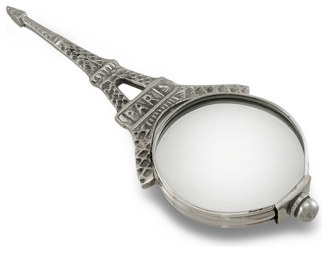 Silvertone Eiffel Tower Hand Held Magnifying Glass Reading Glass