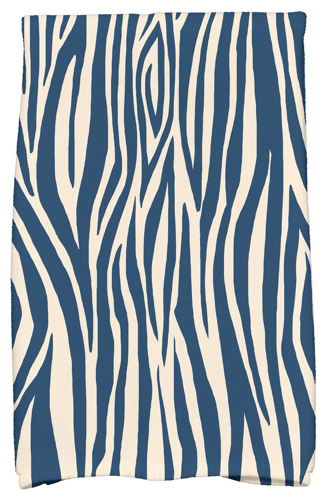Wood Stripe Geometric Print Hand Towel, Navy Blue