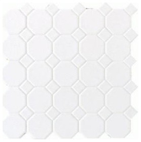 White Ceramic Octagon Dot Mosaic Tile