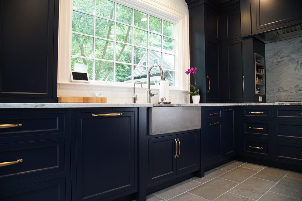 Example of a transitional kitchen design in Boston