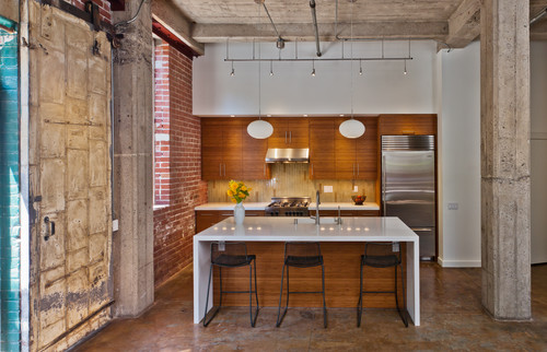 Modern Bamboo Kitchen in Eclectic Oakland Loft (front view)