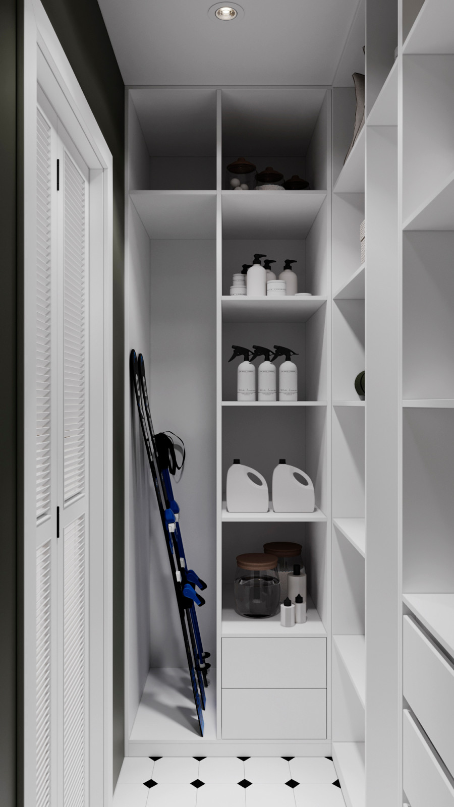 Светлый интерьер с цветовыми акцентами в ЖК Level Стрешнево