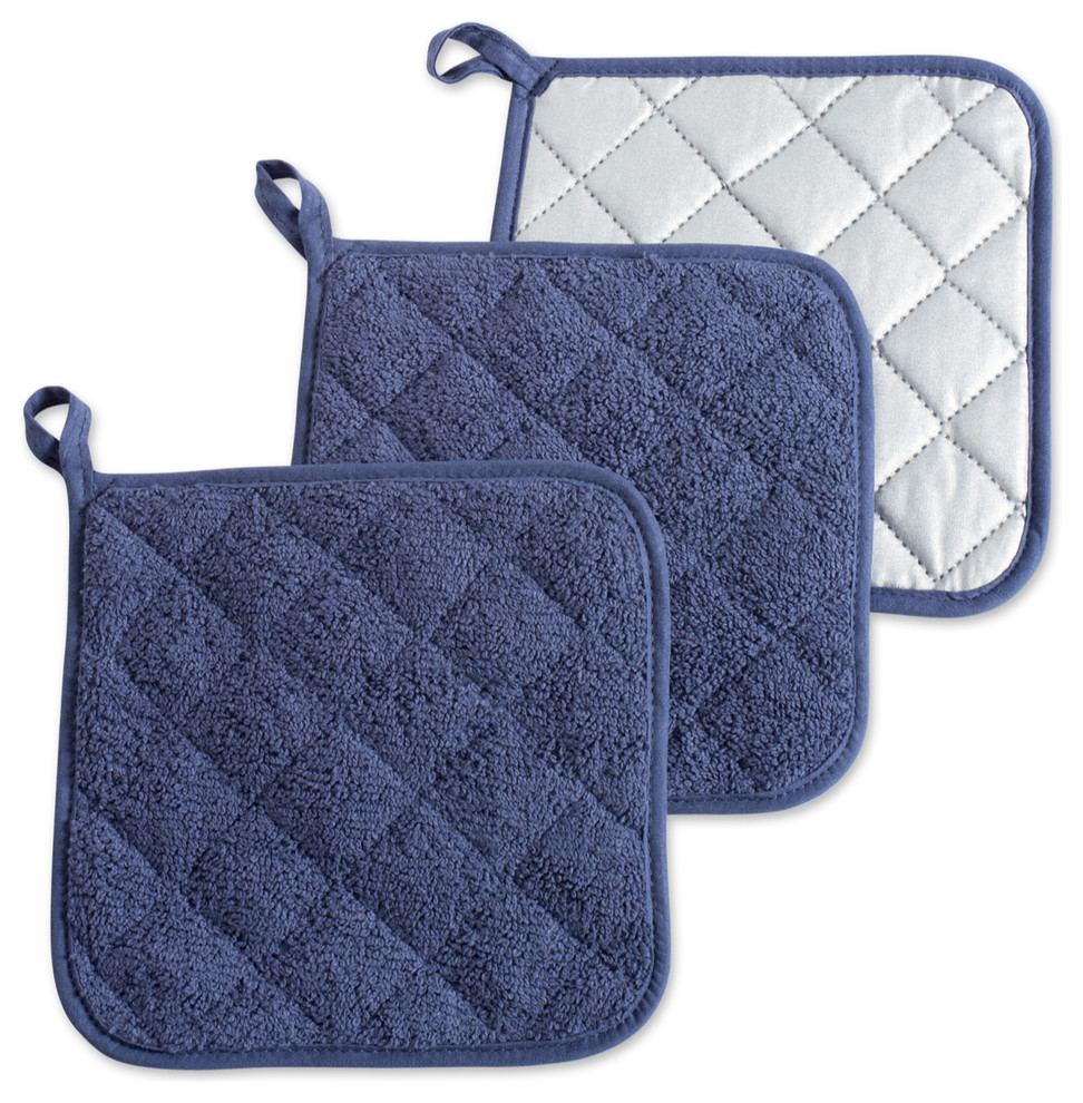 DII French Blue Terry Pot Holder, Set of 3 - Contemporary - Oven Mitts And Pot  Holders - by Design Imports | Houzz