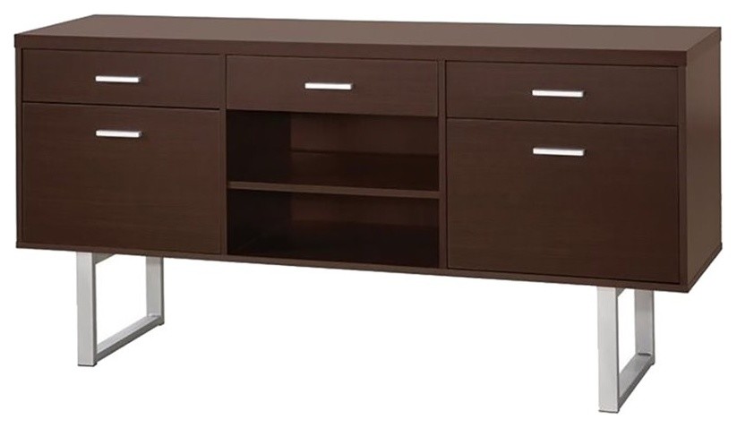 Coaster Lawtey Modern Wood 5-drawer Credenza with Adjustable Shelf Cappuccino
