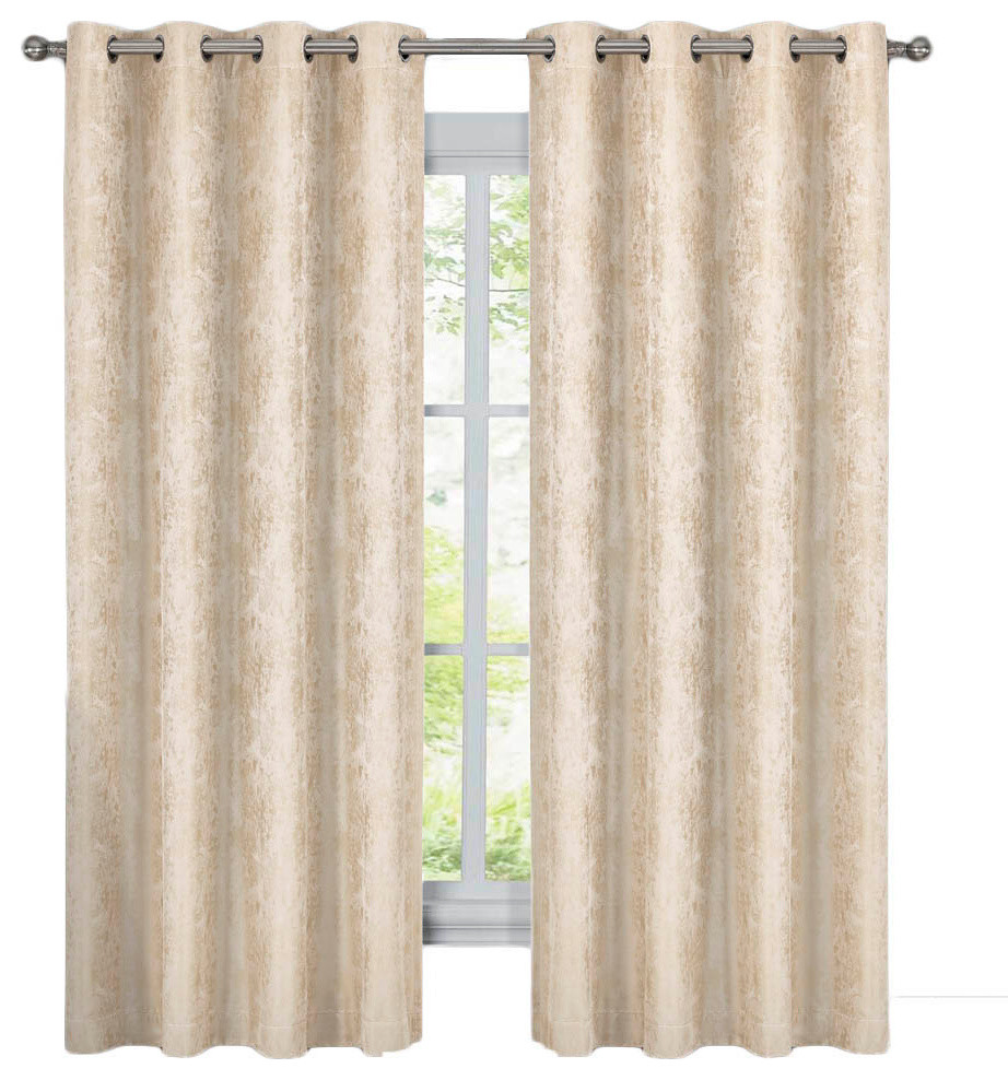 Bali 2PC Blackout Abstract Grommet Curtains, Beige, 108"x108"