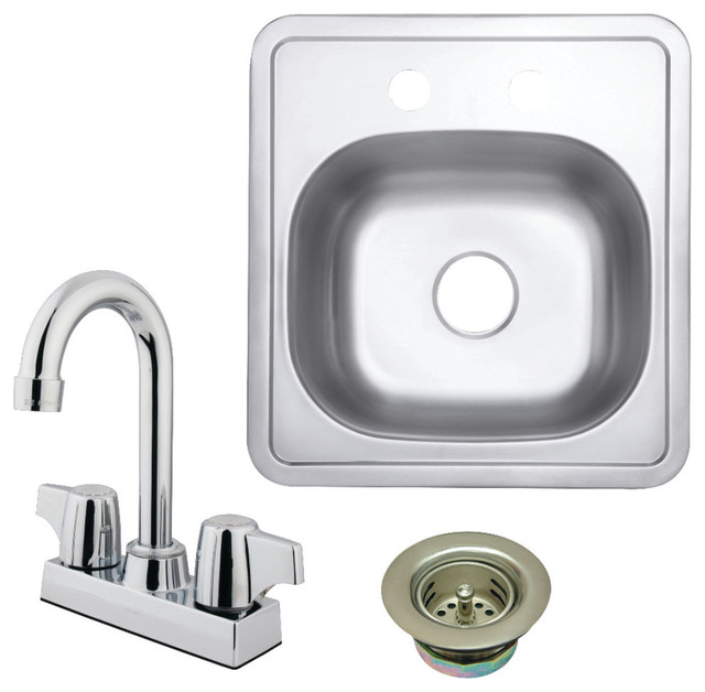 Kingston Brass Kz16156kb460 Bar Sink And Faucet 3 In 1 Combo Brushed Nickel