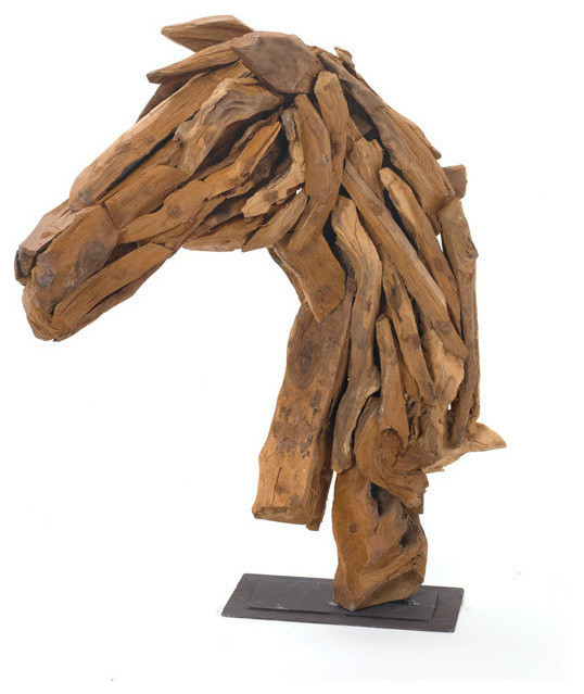 Driftwood Horse Head On Stand