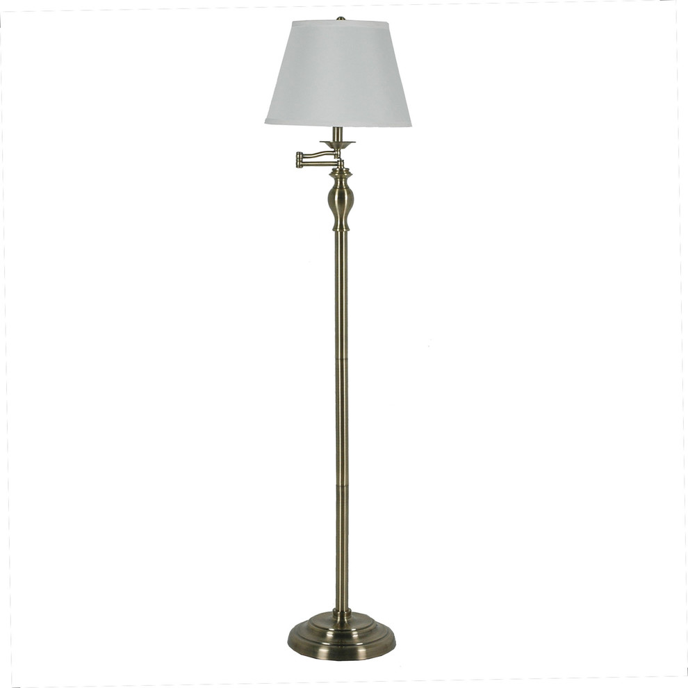 Fangio Lighting's #1258 60 in. Swing Arm Metal Floor Lamp in Antique Brass