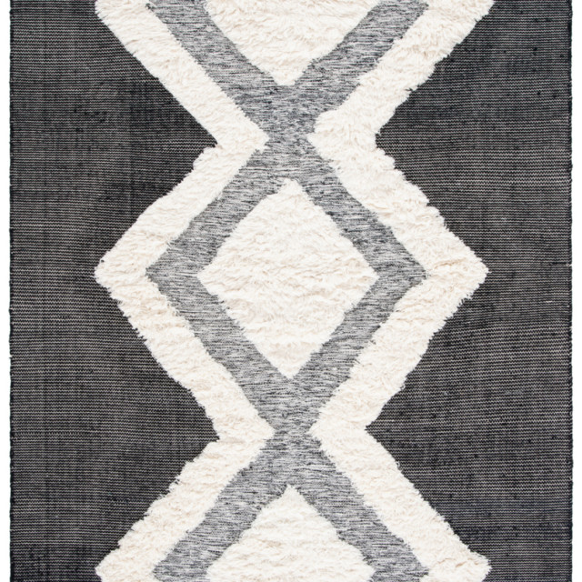 Safavieh Kenya Kny461A Moroccan Rug, Ivory/Black, 6' x 9