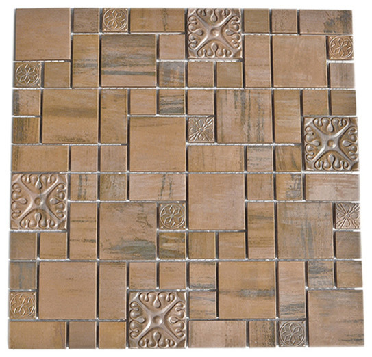 11.6"x11.6" Modern Cobble Pattern Copper Mosaic Tile, Single Sheet