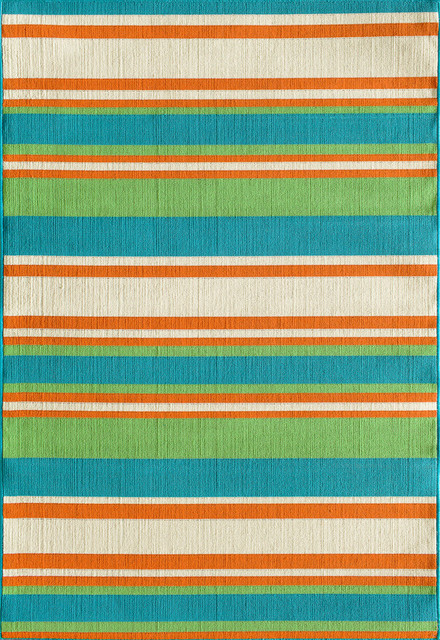 Crosby Stripe Area Rug, Snow/Orange, 60"x87", Turquoise, 7'10"x9'10"