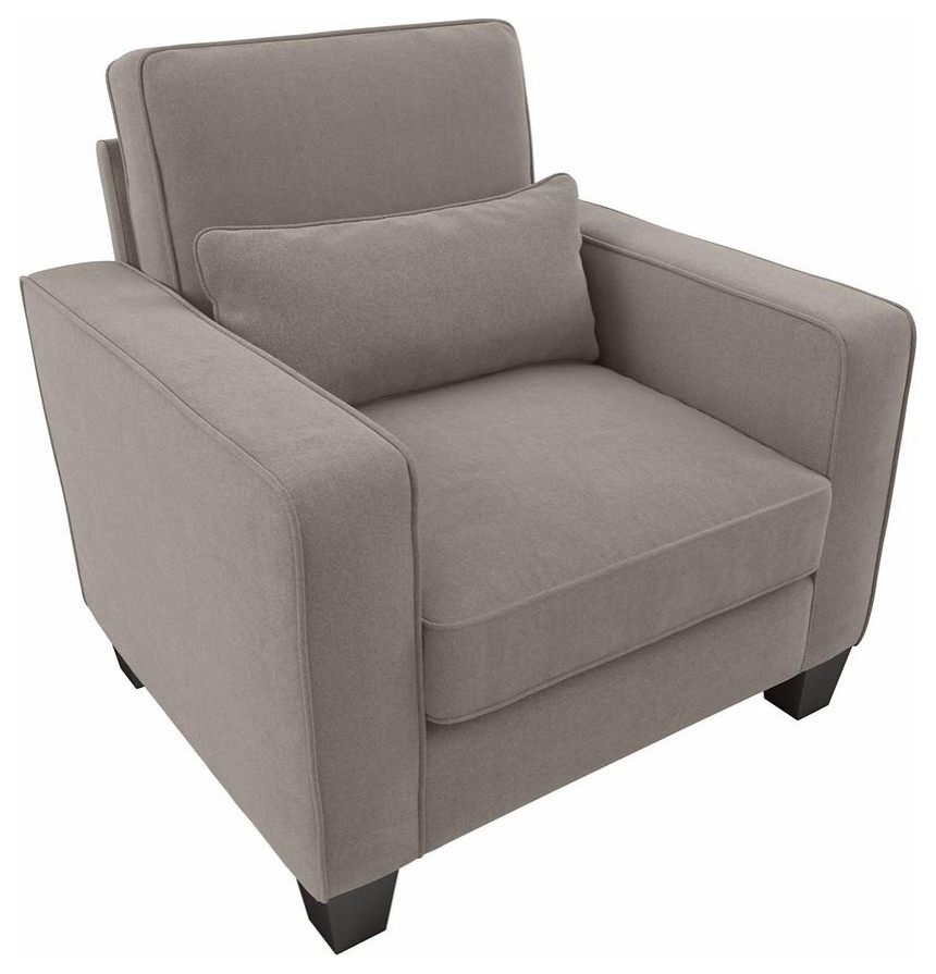 Bush Furniture Stockton Accent Chair with Arms Beige Herringbone Fabric Transitional