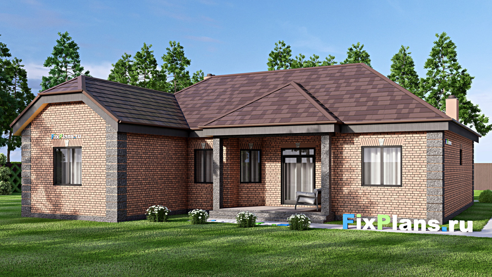 Проект одноэтажного дома 15х21м S183м2 F-16802