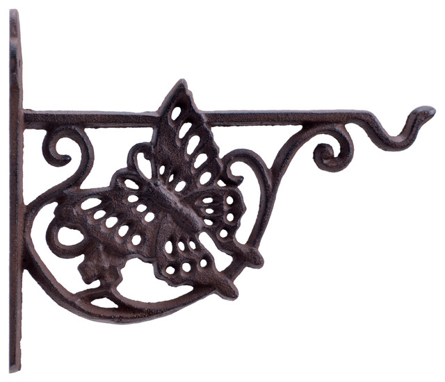 Decorative Cast Iron Plant Hanger Flower Basket Hook Butterfly