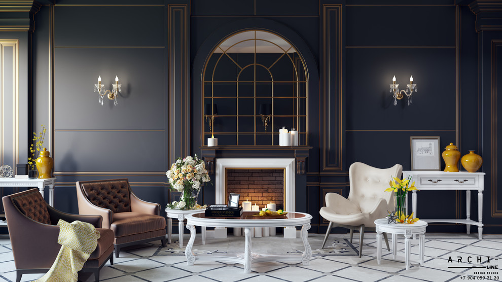 Гостиная в темных тонах