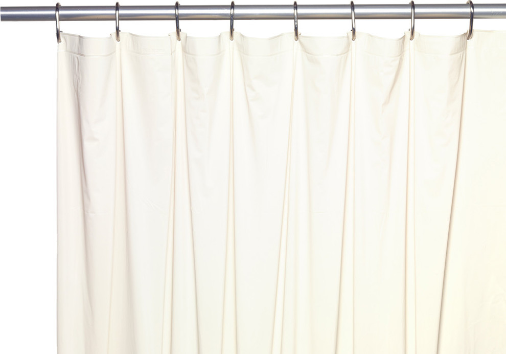 Vinyl 84" Extra Long Shower Curtain, White Contemporary Shower Curtains by