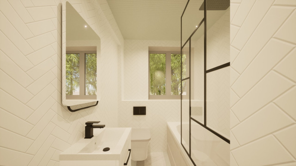 Immagine di una piccola stanza da bagno contemporanea