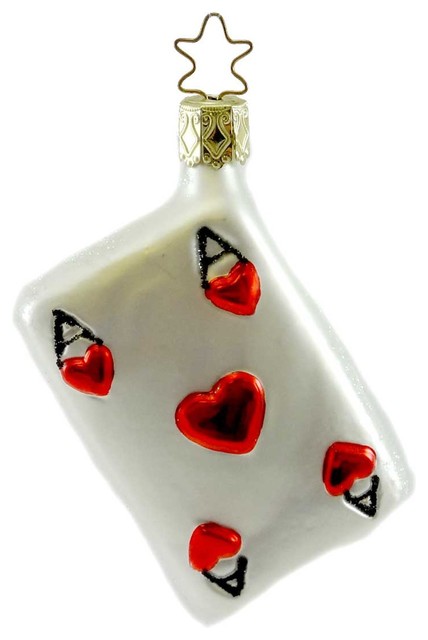 Inge Glas ACE Blown Glass Ornament Cards Hearts Gamble 104806