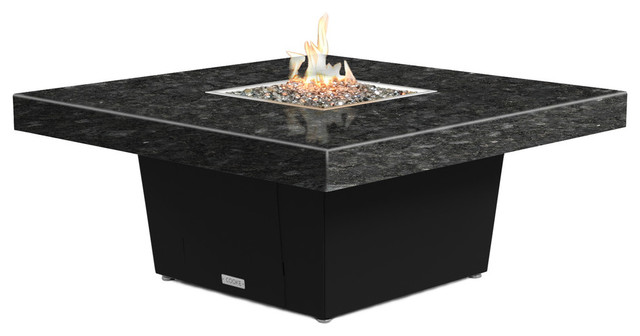 Square Fire Pit Table 48x48 Chat Height Natural Gas Black Pearl Granite Top Transitional Fire Pits By Cooke