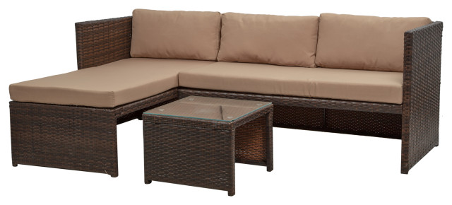 3 Piece Patio Conversation Set All Weather Wicker Rattan Tropical Outdoor Lounge Sets By Onebig Houzz 3 Piece Patio Conversation Set All, 3 Piece Rattan Patio Set Brown