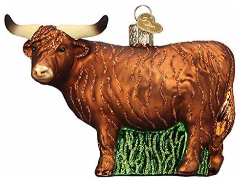 Old World Christmas 12552 Highland Cow Blown Glass Ornament