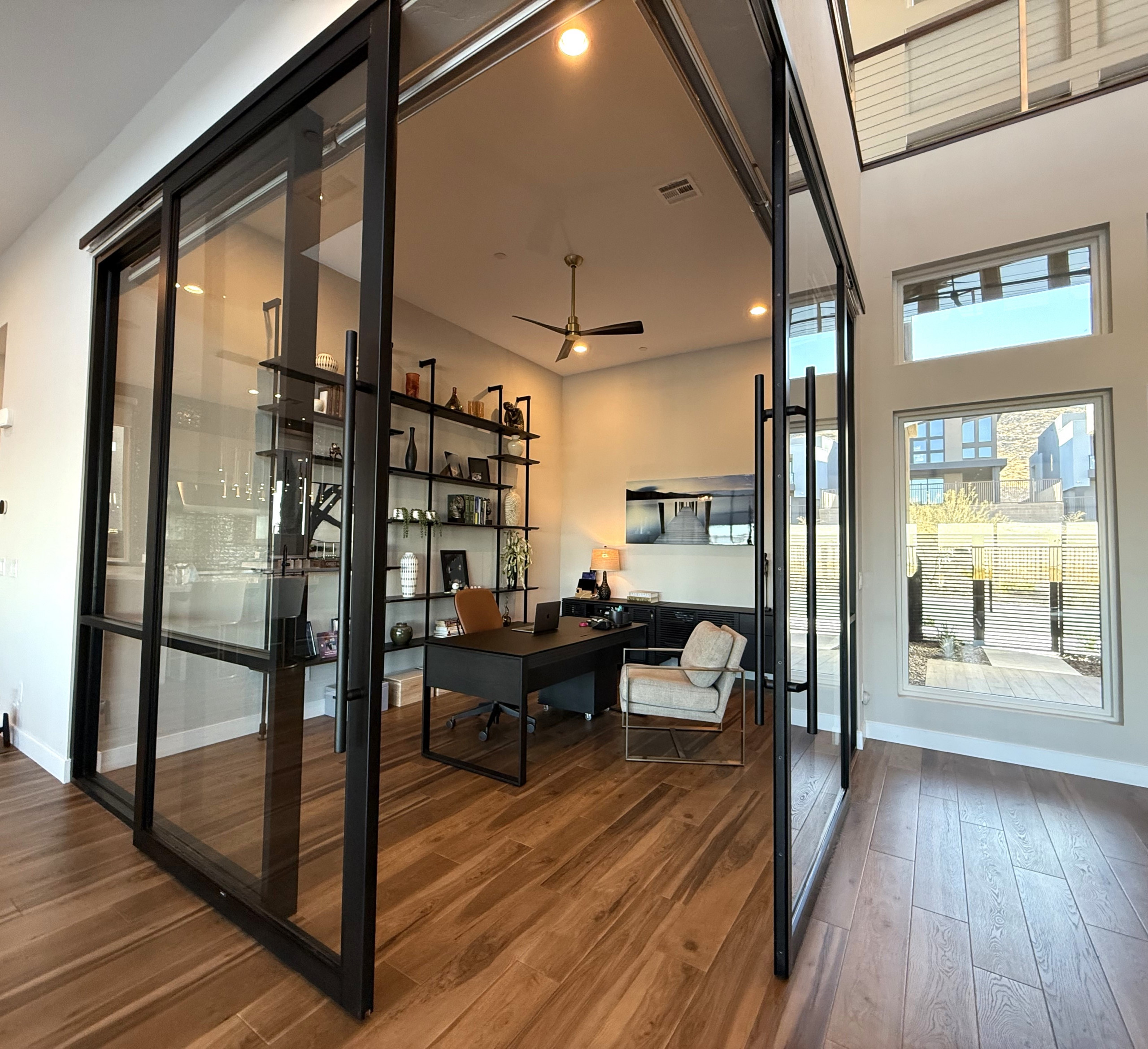 Example of a trendy home office design in Las Vegas