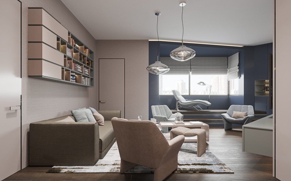 Студия в современном стиле  в колониальных тонах