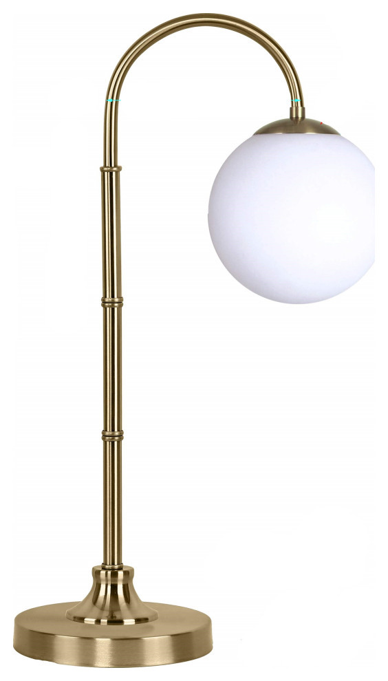 21" Plated Gold Accent Table Lamp With Globe Shade Contemporary